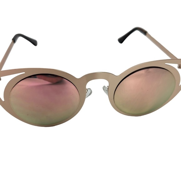 SUNGLASSES Sun Glasses Shades Rose Gold Metal Frames Pink Mirror Lenses UV400 - Picture 3 of 15